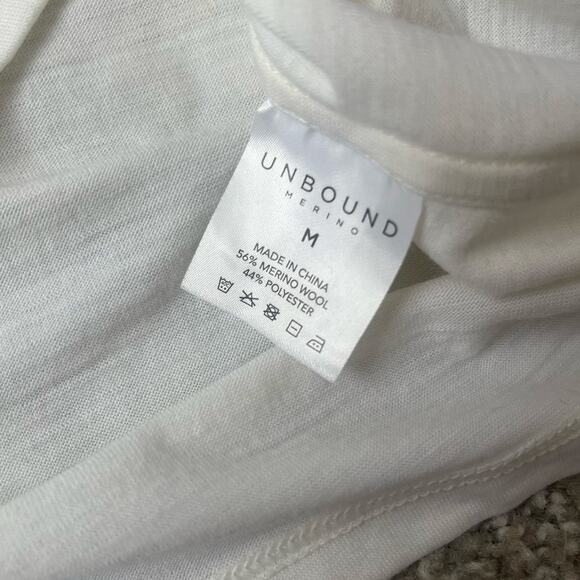 Unbound Merino Long Sleeve Shirt White Lightweight Breathable Layer Ski Medium - Picture 4 of 8